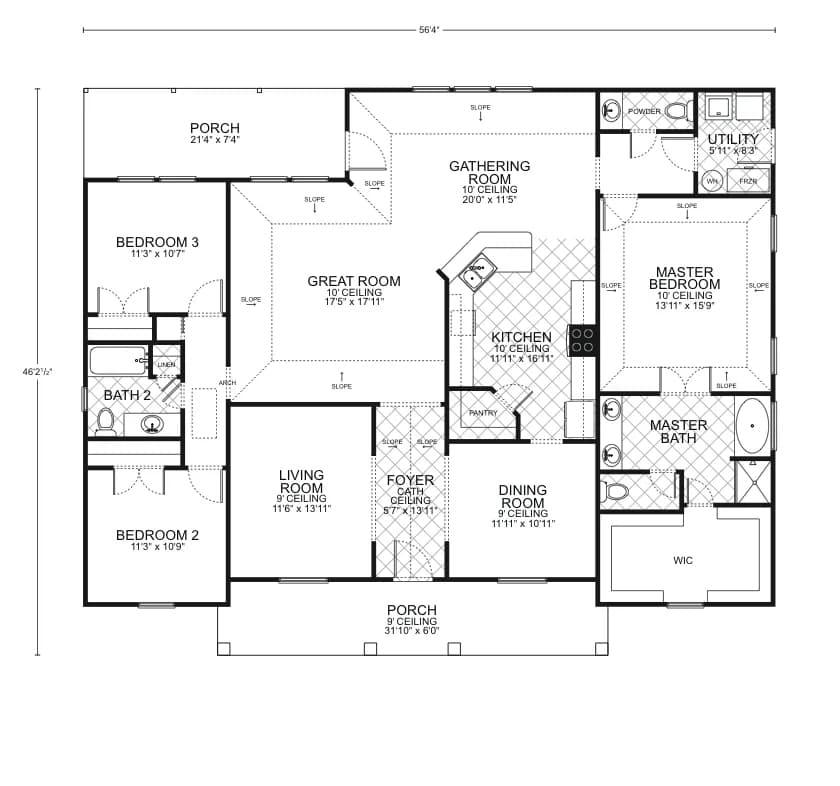 Cottage Ii - Custom Home Floor Plan