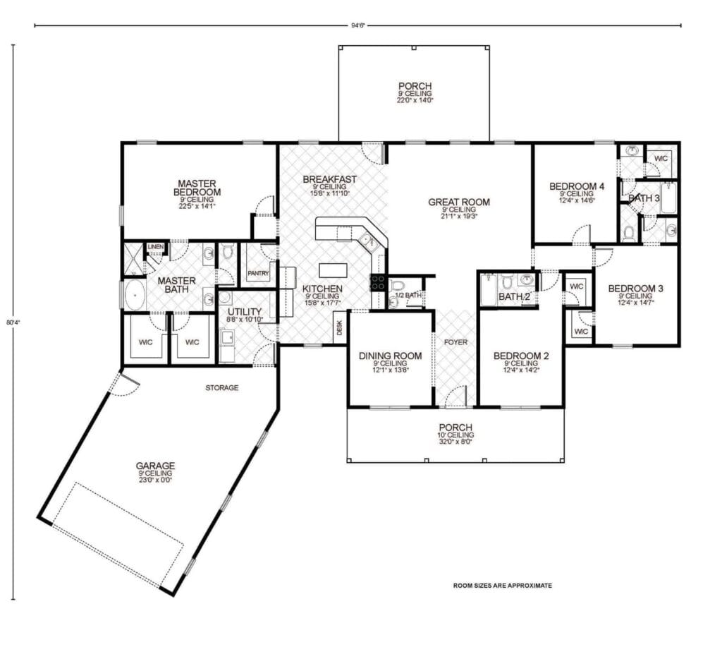 Adelaide custom home floor plan - 4 Bed / 3.5 Bath / 2,816 Sq Ft