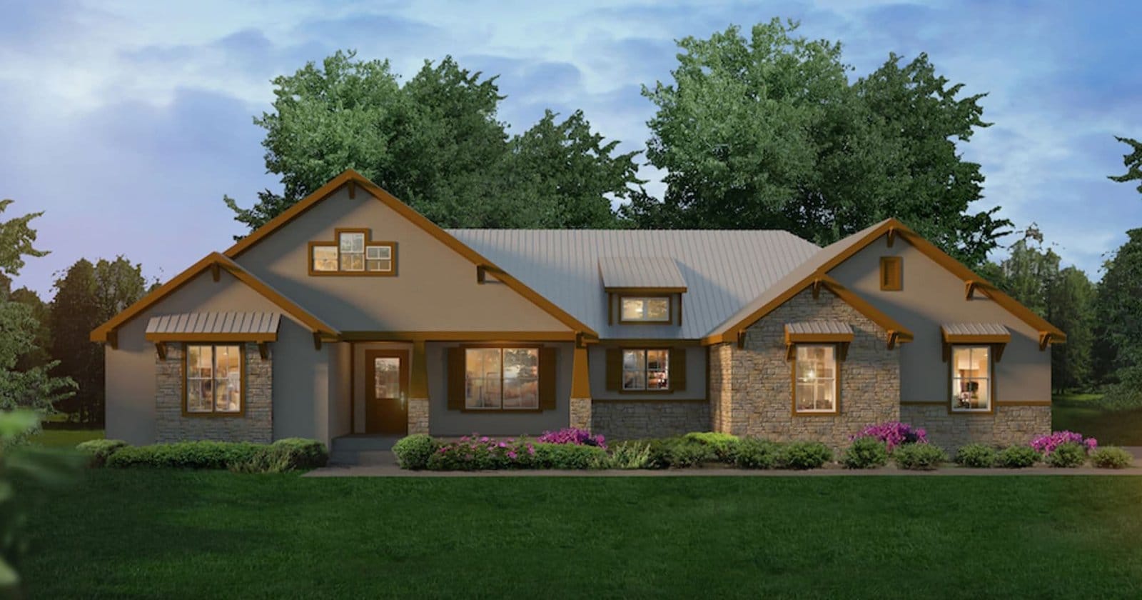 Lantana custom home elevation - 4 Bed / 2.5 Bath / 2,449 Sq Ft