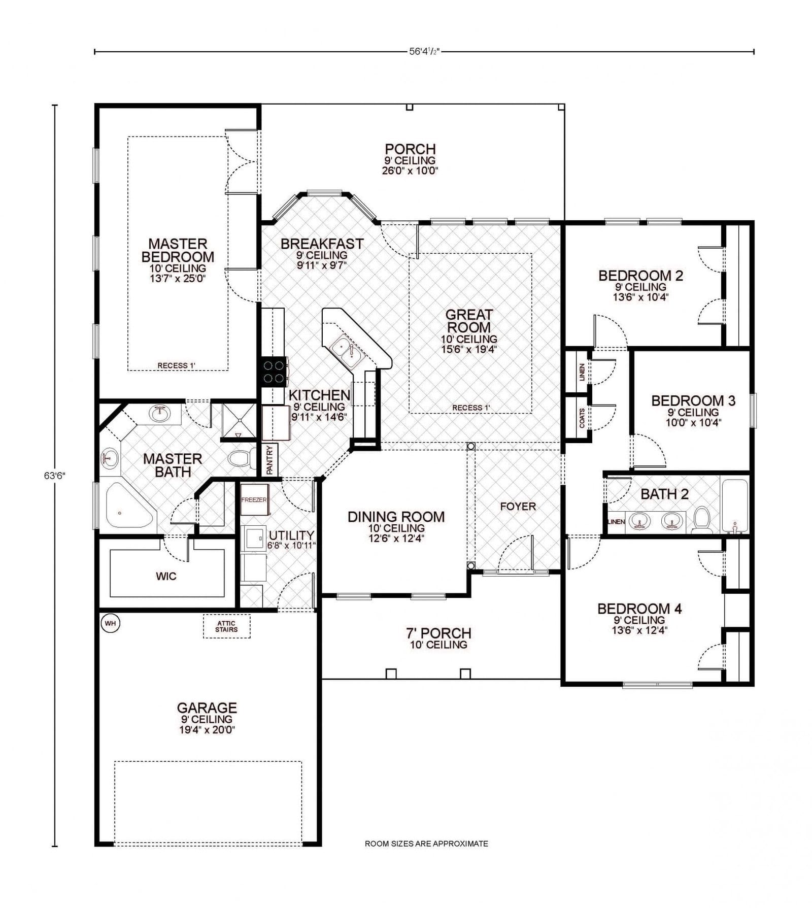 Navasota custom home floor plan - 4 Bed / 2 Bath / 2,107 Sq Ft