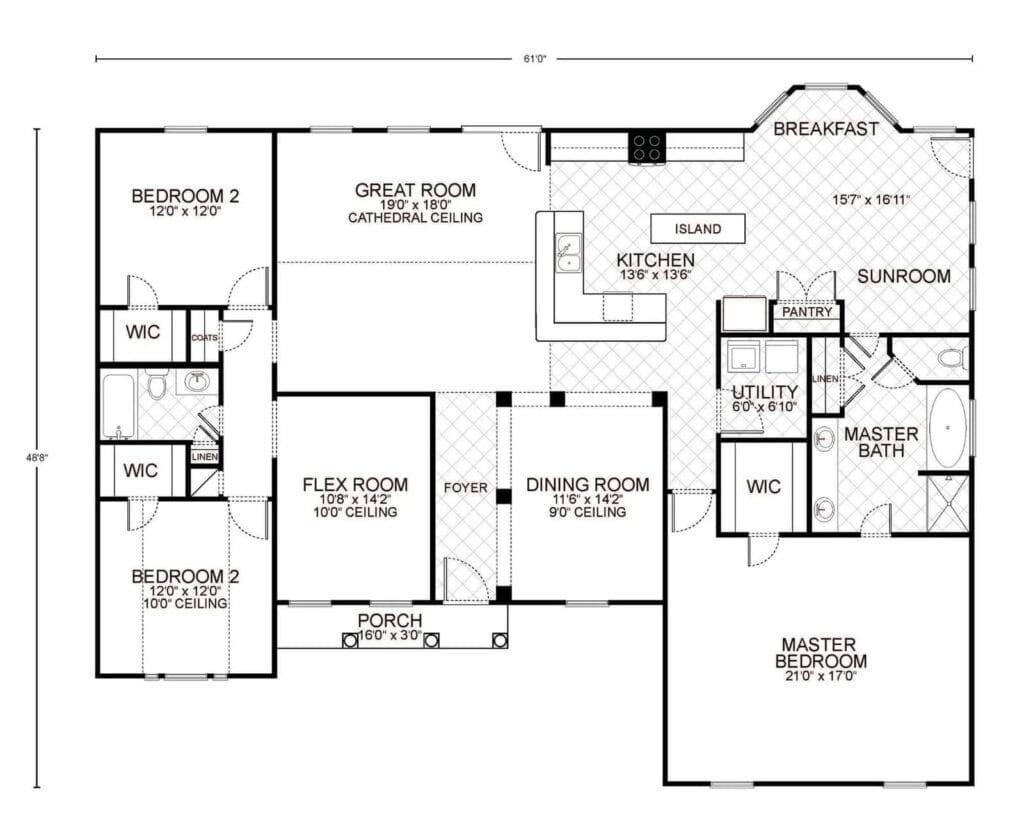 Amarillo B custom home floor plan - 3 Bed / 2 Bath / 2,376 Sq Ft