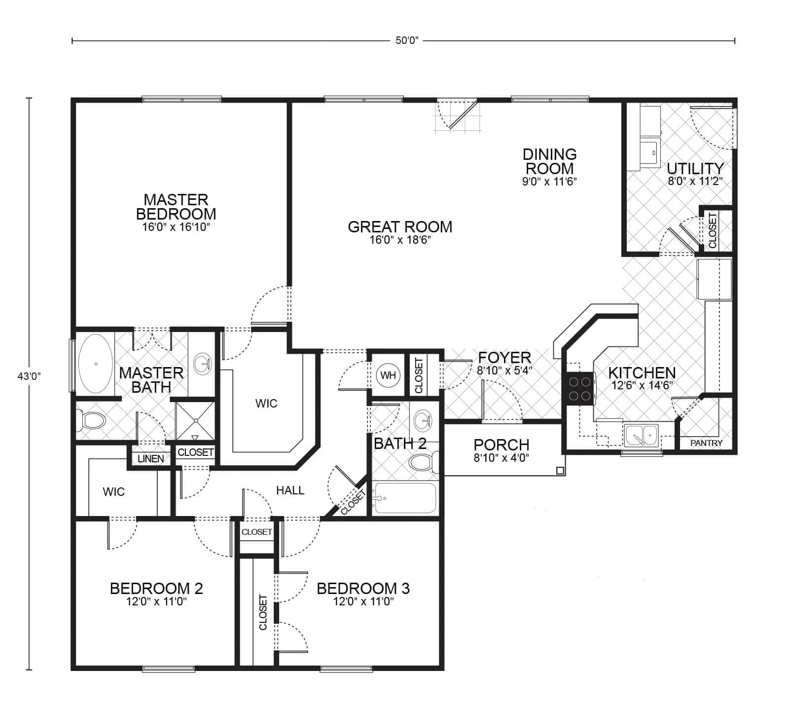Arkansan custom home floor plan - 3 Bed / 2 Bath / 1,770 Sq Ft