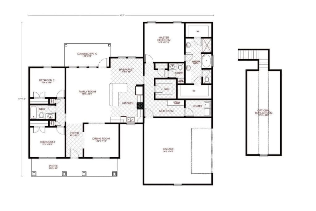 Canyon custom home floor plan - 3 Bed / 2.5 Bath / 2,060 Sq Ft