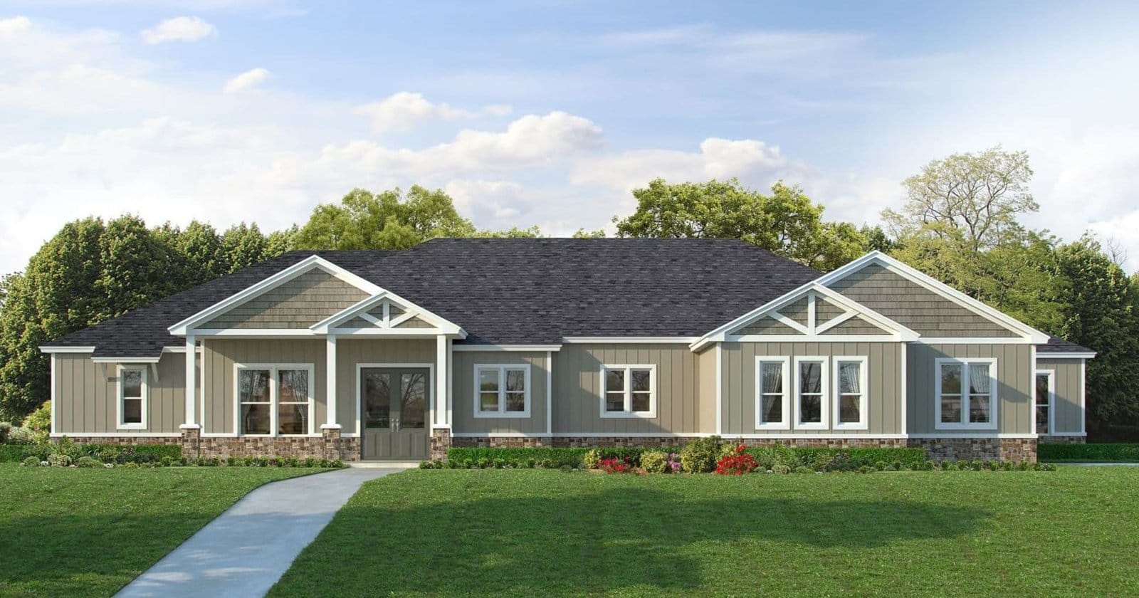 Carthage custom home elevation - 4 Bed / 3.5 Bath / 3,467 Sq Ft