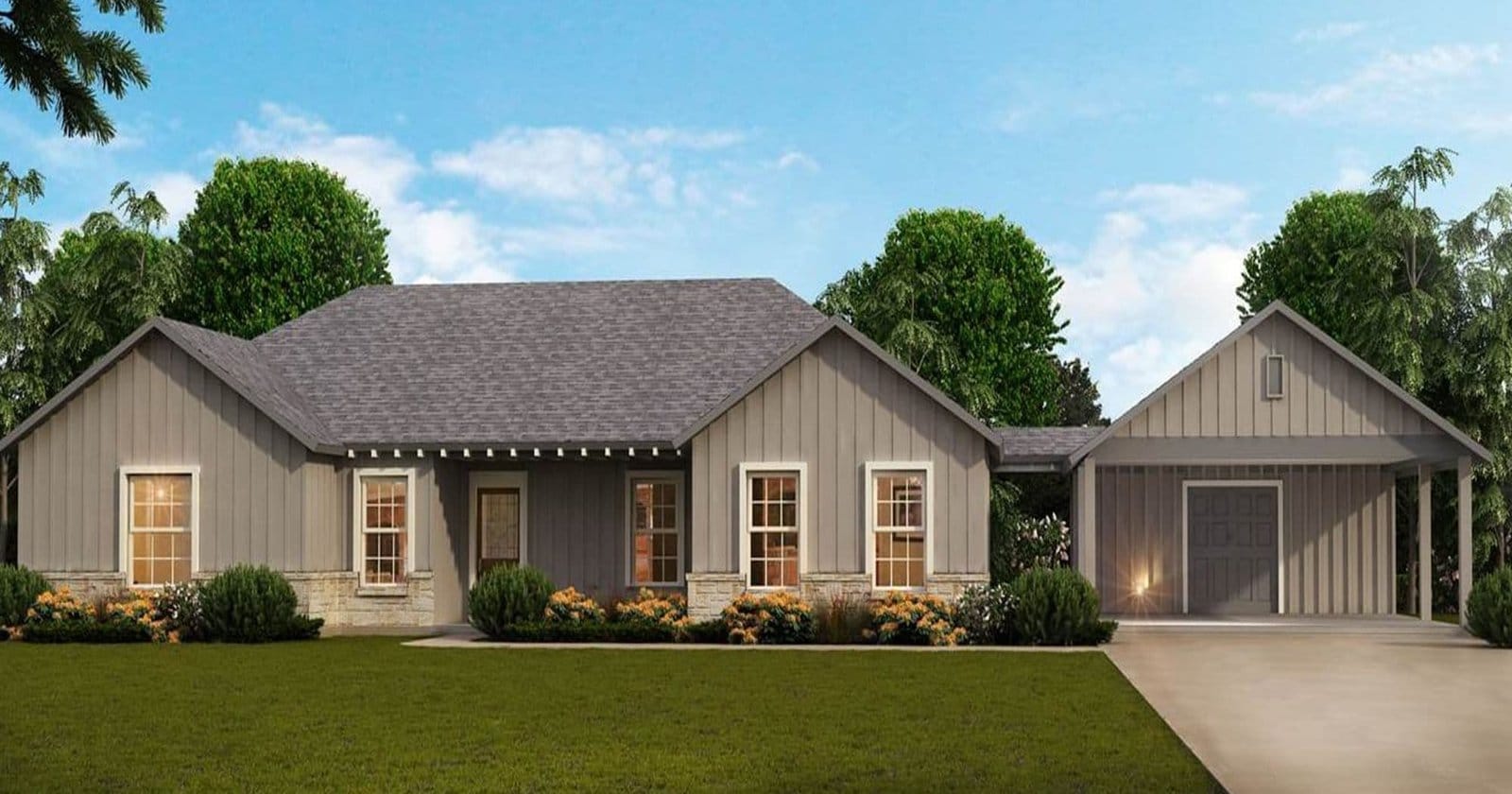 Durango Classic custom home elevation - 4 Bed / 2 Bath / 1,632 Sq Ft