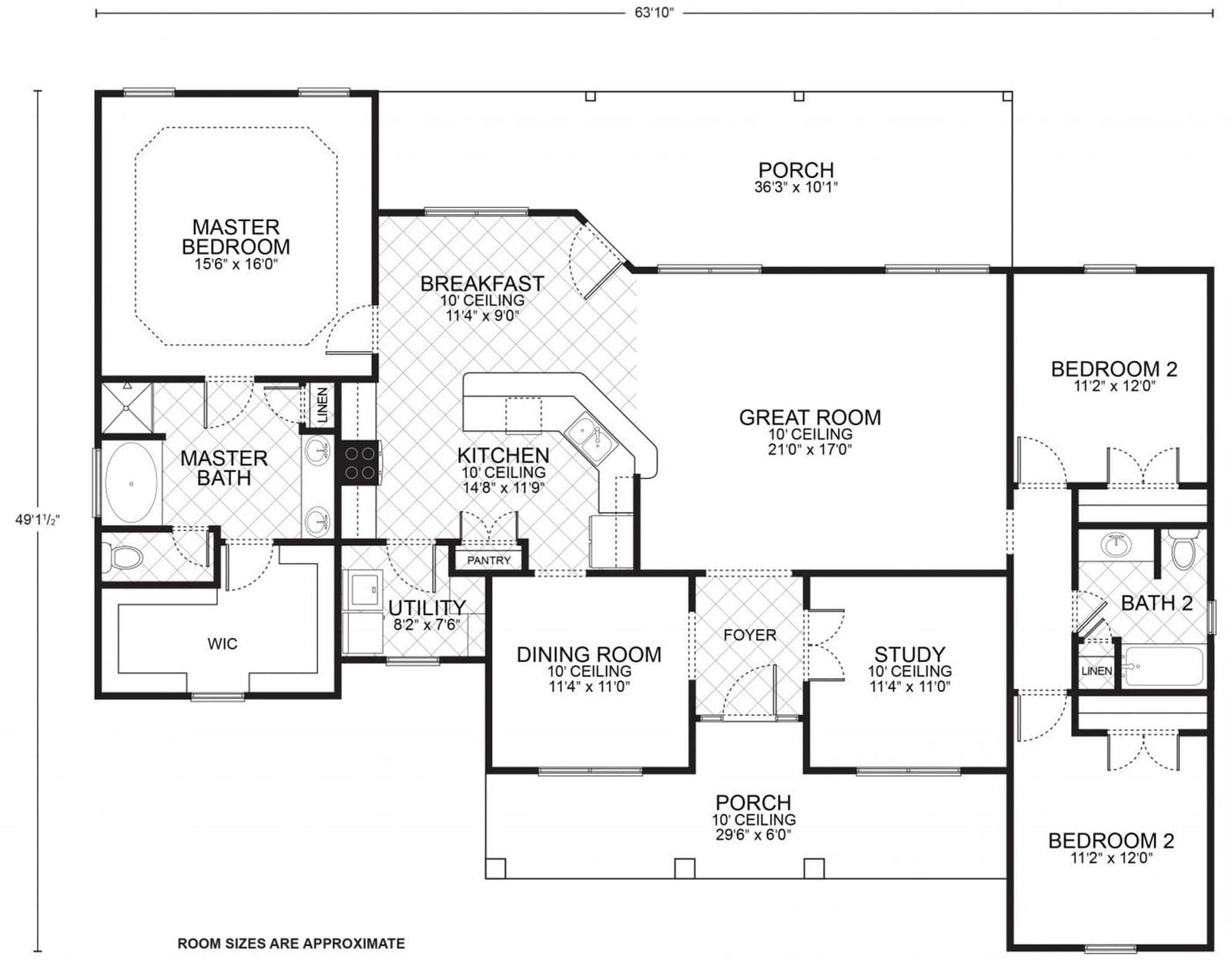 Kendall custom home floor plan - 3 Bed / 2 Bath / 2,033 Sq Ft